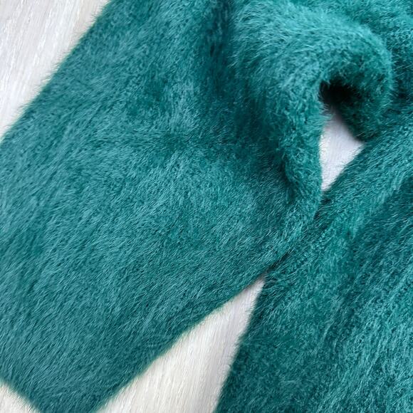 ASOS Dark Green Design High Neck Fluffy Eyelash Yarn Knit Pullover Sweater 12 - Picture 6 of 15